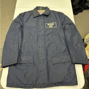 80s Empire Battalion Chief Jacket Mens L Navy Blue Vintage Quilted Workwear Coat